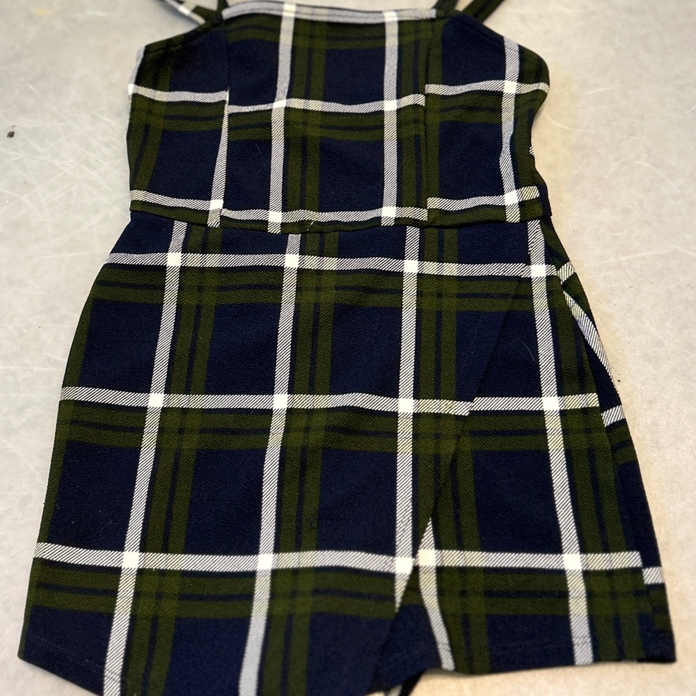 Plaid jumpsuit w skirt